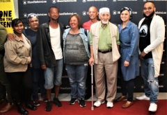 Angelo C Louw (far right) with the cast of Gutted.